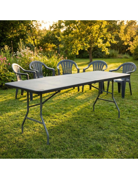 Stół cateringowy składany w walizkę 240x74x74cm 150kg czarny