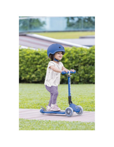 Hulajnoga 3-kołowa globber foldable lights navy blue jr