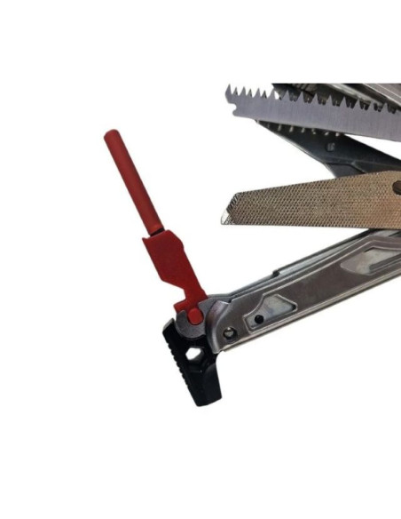 Multitool azymut giewon fs - fire starter - 19 narzędzi - krzesiwo + gwizdek + kabura do pasa (h2038a)