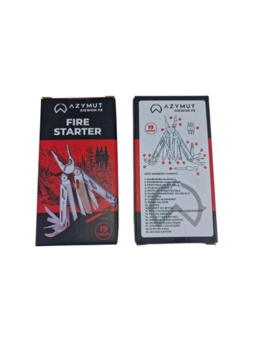 Multitool azymut giewon fs - fire starter - 19 narzędzi - krzesiwo + gwizdek + kabura do pasa (h2038a)