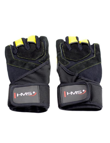 Rękawice na siłownię black/yellow hms rst01