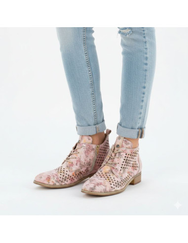 Botki damskie ażurowe w kwiaty multikolor potocki sz12091