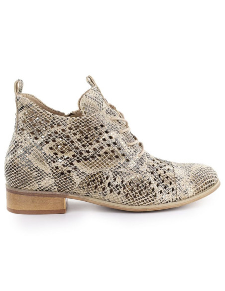 Botki damskie ażurowe wężowe beżowe potocki sz12091