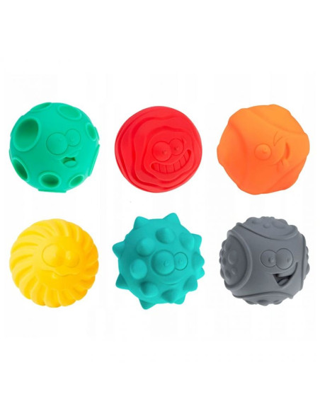 Piłki sensoryczne buźki 6 szt. am tullo kolorowe 462