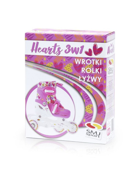 Wrotki-rolki-łyżwy regulowane smj sport combo hearts 3w1 led jr