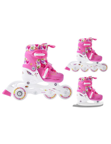 Wrotki-rolki-łyżwy regulowane smj sport combo hearts 3w1 led jr
