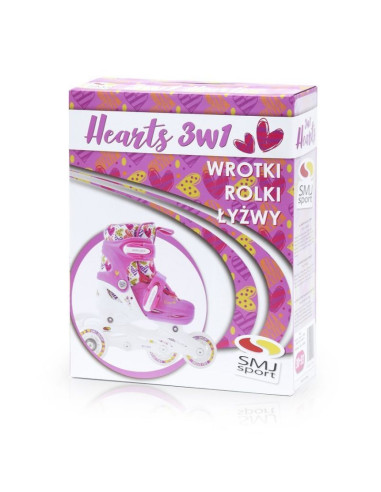 Wrotki-rolki-łyżwy regulowane smj sport combo hearts 3w1 led jr