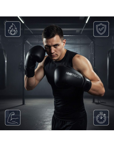 Rękawice bokserskie meteor 12 oz treningowe, rzep, pu