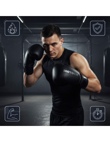 Rękawice bokserskie meteor 12 oz treningowe, rzep, pu