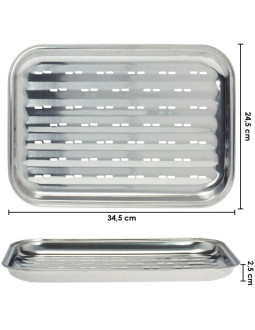 Blaszka tacka do grillowania 34x24cm stal nierdzewna 2
