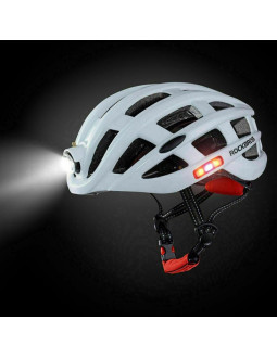 Rockbros kask rowerowy mtb z lampką biały 57-62cm