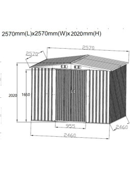 Domek ogrodowy narzędziowy metalowy 257x257x202cm 2