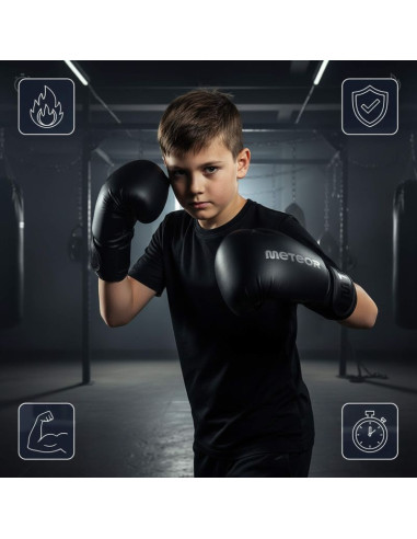 Rękawice bokserskie meteor 8 oz treningowe, rzep, pu