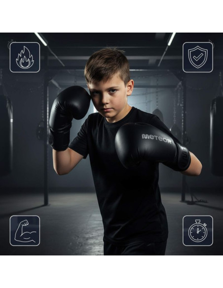 Rękawice bokserskie meteor 8 oz treningowe, rzep, pu