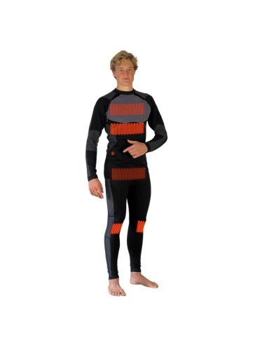 Glovii ogrzewany zestaw bielizny termoaktywnej bluza i spodnie, rozmiar l, czarny, baterie i ładowarka w zestawie, gxbl