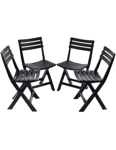 Zestaw 4 krzeseł cateringowych składanych  plastikowych komodo antracyt