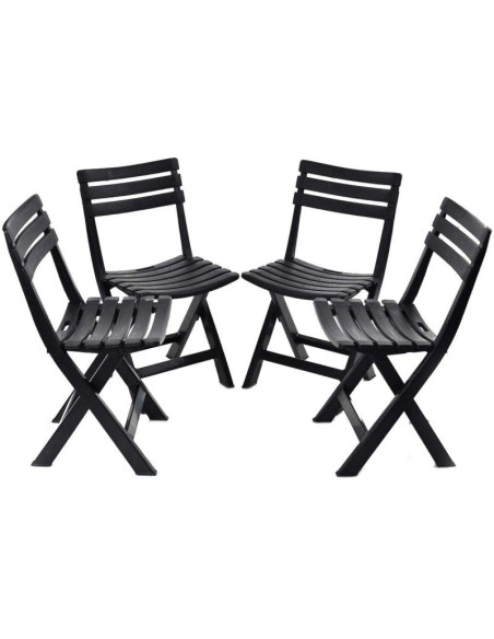 Zestaw 4 krzeseł cateringowych składanych  plastikowych komodo antracyt
