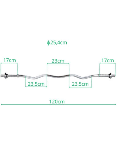Gryf 1200 mm lekko łamany z gwintem