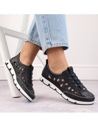 Skórzane półbuty ażurowe rieker w rkr652