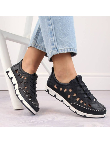 Skórzane półbuty ażurowe rieker w rkr652