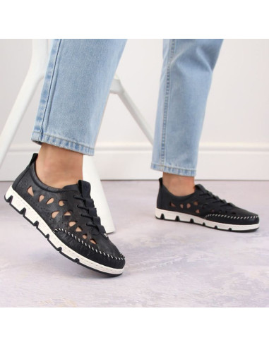 Skórzane półbuty ażurowe rieker w rkr652