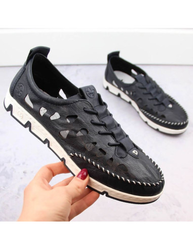 Skórzane półbuty ażurowe rieker w rkr652