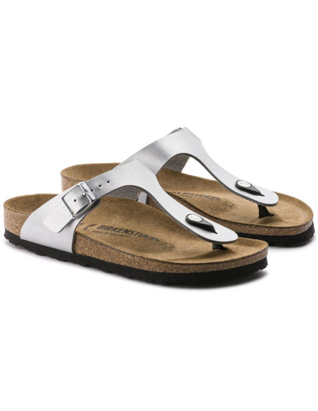Japonki damskie srebrne birkenstock gizeh birko-flor narrow wąskie (0043853)