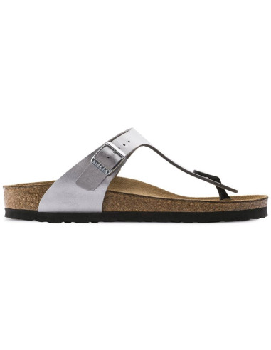 Japonki damskie srebrne birkenstock gizeh birko-flor narrow wąskie (0043853)