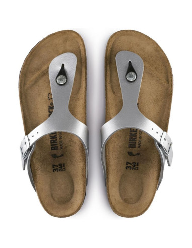 Japonki damskie srebrne birkenstock gizeh birko-flor narrow wąskie (0043853)