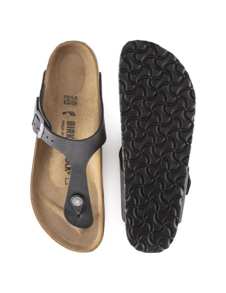 Japonki damskie/męskie birkenstock gizeh nu oiled black regular olejowana skóra na szeroką stopę (0845251)