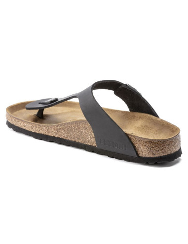 Japonki damskie/męskie birkenstock gizeh nu oiled black regular olejowana skóra na szeroką stopę (0845251)