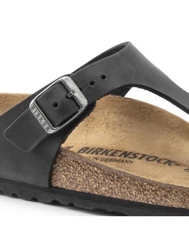 Japonki damskie/męskie birkenstock gizeh nu oiled black regular olejowana skóra na szeroką stopę (0845251)