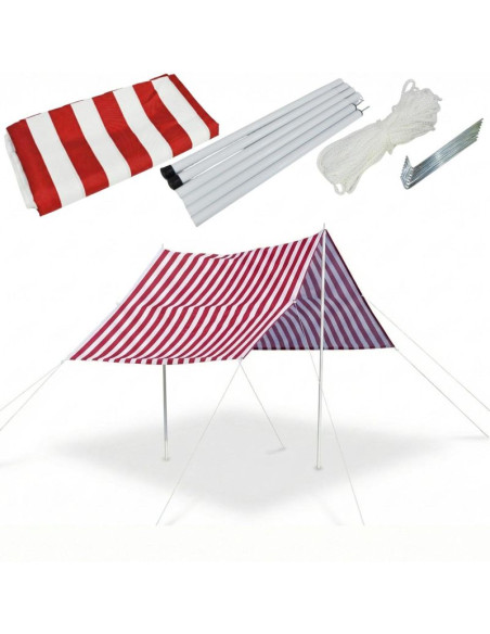 Namiot zadaszenie żagiel przeciwsłoneczny z słupkami 3x1,7m czerwony
