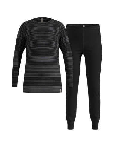 Zestaw bielizny dziecięcej odlo set long active warm eco set roz. 116cm czarno-szary