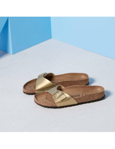 Klapki damskie birkenstock madrid birko-flor gold regular szerokie złote (1016106)