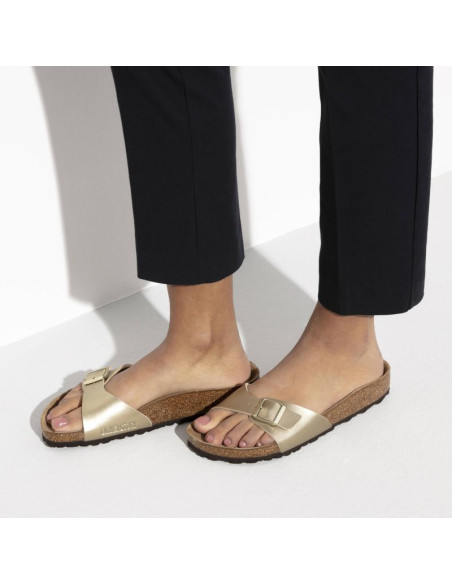 Klapki damskie birkenstock madrid birko-flor gold regular szerokie złote (1016106)