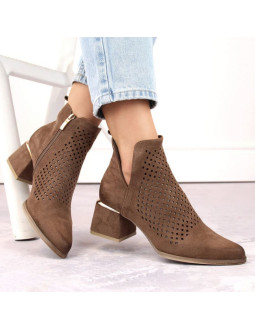 Zamszowe botki na obcasie potocki w wol213