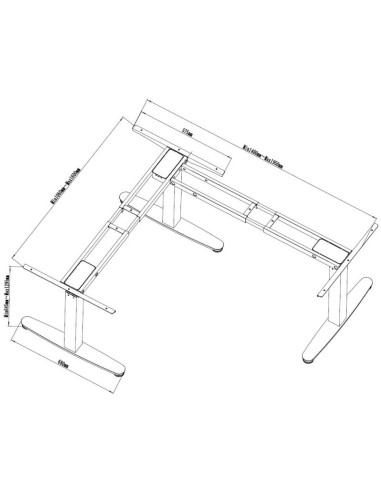 Wyposażenie ramy biurka w potrójny silnik elektryczny o udźwigu 150 kg w kształcie litery l