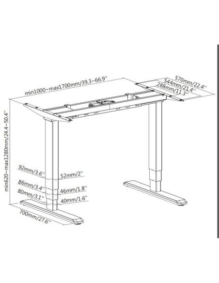 Wyposażenie ramy biurka w podwójny silnik elektryczny 125 kg gr lite