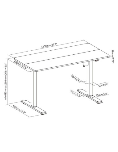 Wyposażenie biurka w pojedynczy silnik elektryczny 70kg sw lite spedycja, wysyłka