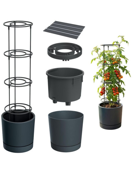 Doniczka do sadzenia pomidorów z drabinką pojemności 35l home grower antracyt