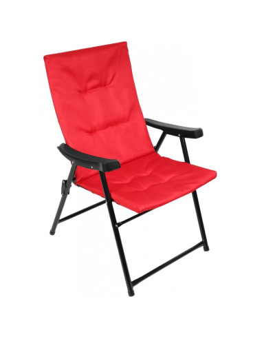 Krzesło ogrodowe składane 59x66x45/90cm z poduszką czerwone