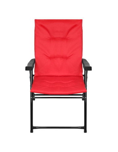 Krzesło ogrodowe składane 59x66x45/90cm z poduszką czerwone