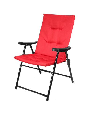 Krzesło ogrodowe składane 59x66x45/90cm z poduszką czerwone