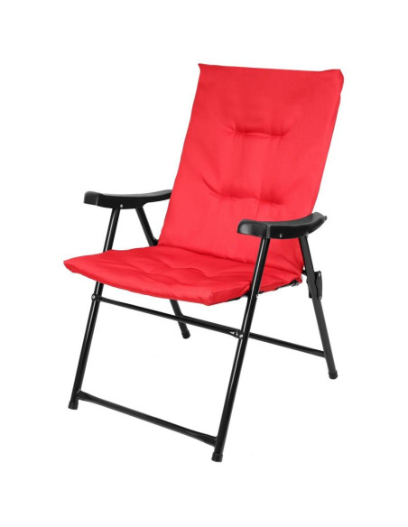 Krzesło ogrodowe składane 59x66x45/90cm z poduszką czerwone