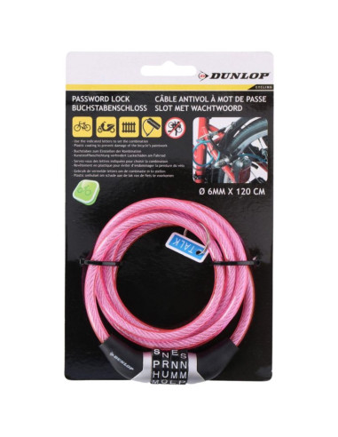 Zapięcie rowerowe dunlop spiralne,szyfr 0,6x120 cm