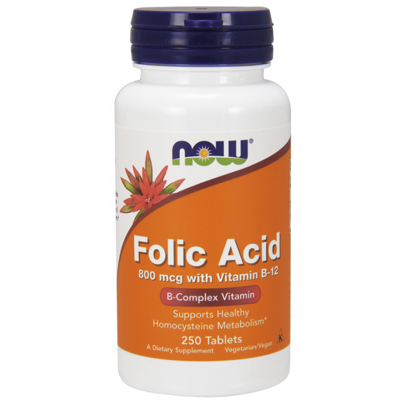 Folic Acid - Kwas foliowy 800 mcg + Witamina B12 25 mcg (250 tabl.)