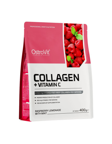 Ostrovit Kolagen + Witamina C - Smak Lemoniady Malinowej Z Miętą (400 G)