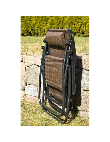 Leżak ogrodowy składany wielofunkcyjny z daszkiem 173x52/65x110cm brązowy