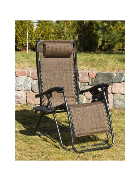 Leżak ogrodowy składany wielofunkcyjny z daszkiem 173x52/65x110cm brązowy